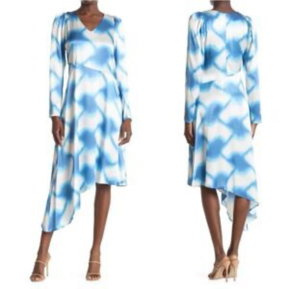 NWT Cecilie Copenhagen Gillian Dress Tie Dye Blue/White SZ XS Party Midi